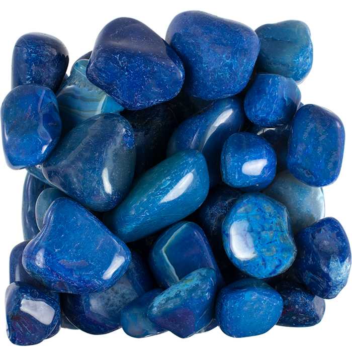 Blue Agate Tumbled Stone Silver Streak