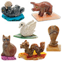 Carved Stone Animal on Mineral Base Assortment