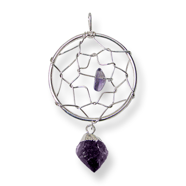 Silver Streak Dream Catcher With Gemstone Point Necklace Simple Dream Catcher Point Silver Streak Dream Catcher With Gemstone Point Necklace Simple Dream Catcher Point