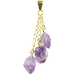 Amethyst 3 Points Necklace - Gold