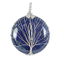 Wire Tree, Round Gemstone Necklace - Silver