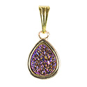 Tiny Aura Druzy Teardrop Necklace - Gold