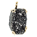Black Titanium Aura Druzy Necklace - Gold