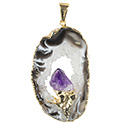 Geode Slice with Amethyst Necklace - Gold