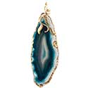 Agate Slice w/ Leaf Necklace - Gold