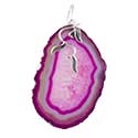Agate Slice w/ Leaf Necklace - Silver 